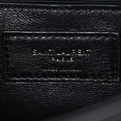 Saint Laurent Grain De Poudre Textured Mixed Matelasse Triquilt Small Monogram Monochrome Satchel Black 6 of 11