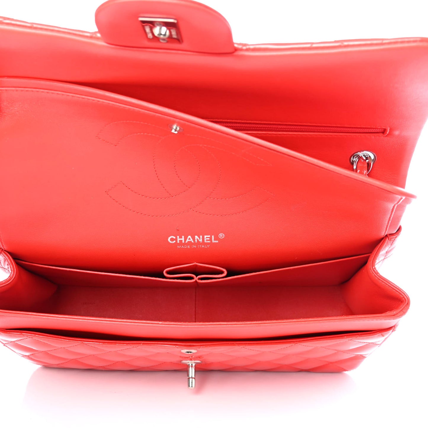 Patent Quilted Jumbo Double Flap Red