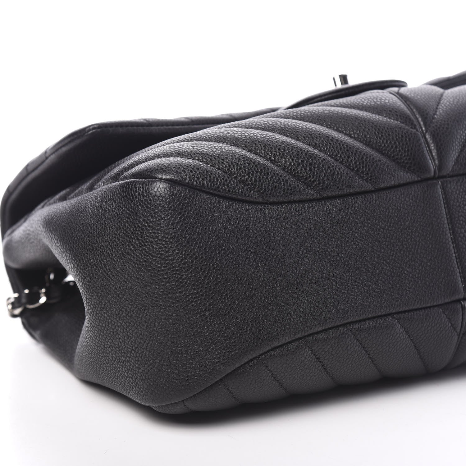 Chanel Caviar Chevron Quilted Large Puffy CC Flap Black 7 of 9