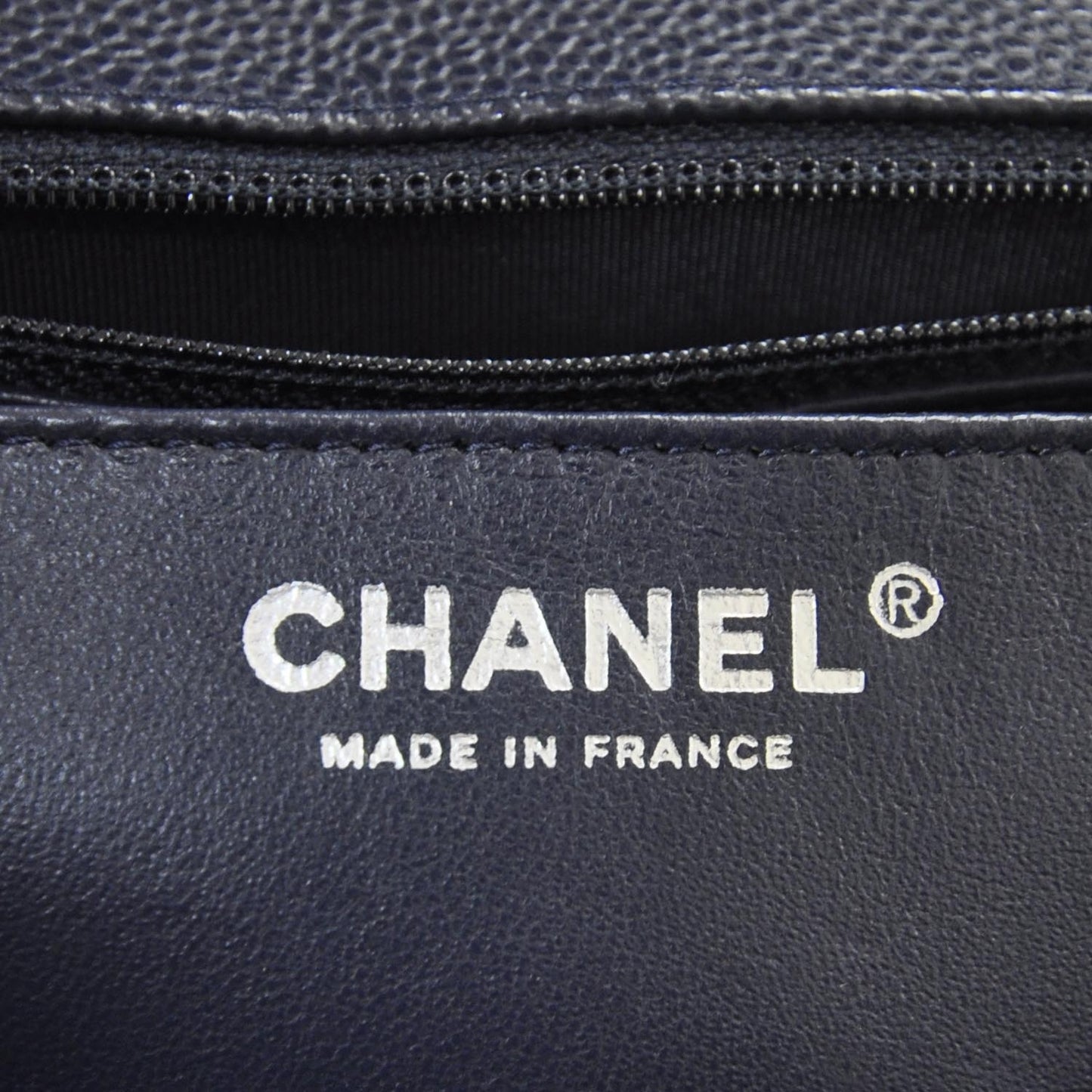 Caviar Jumbo Single Flap Navy Blue