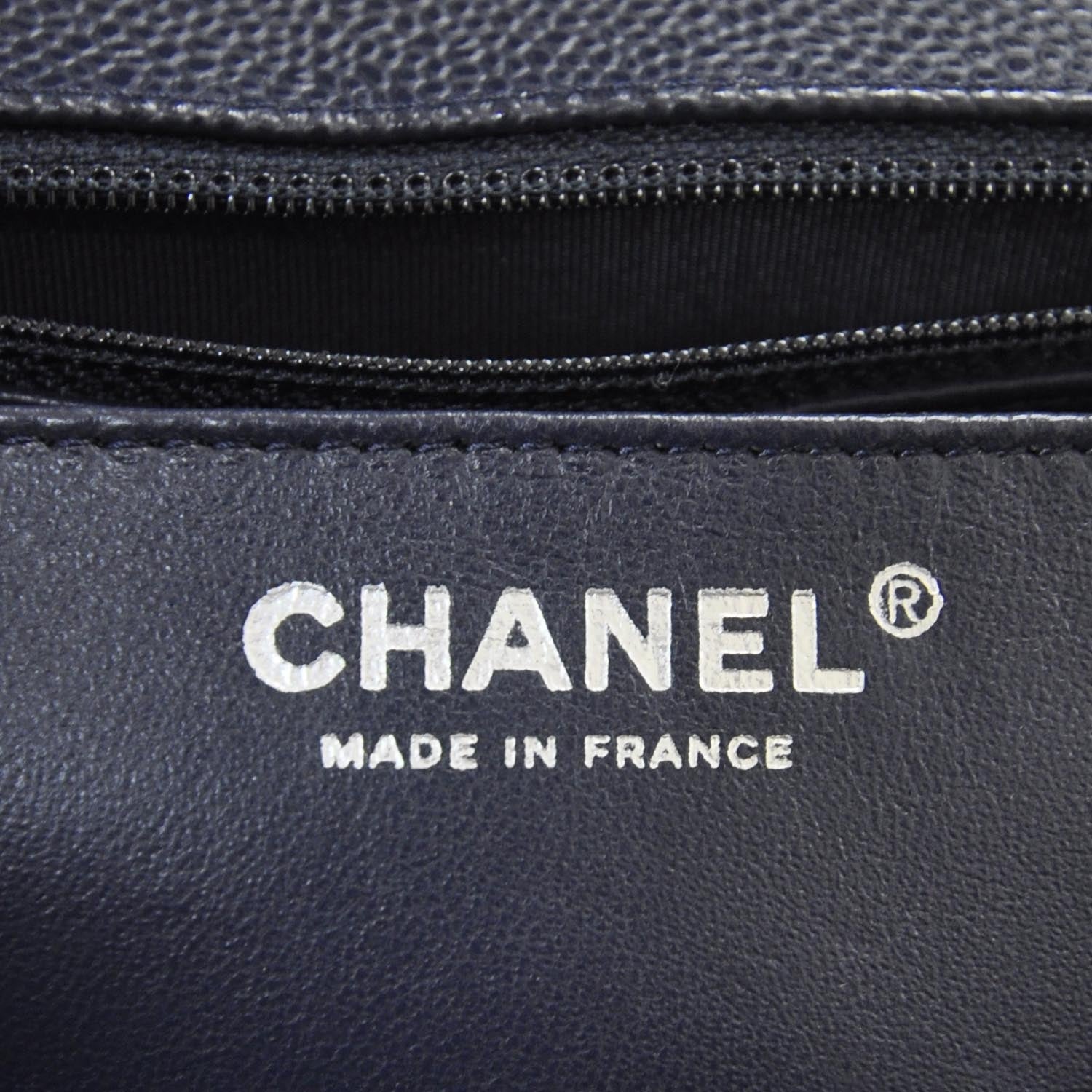 Chanel Caviar Jumbo Single Flap Navy Blue 7 of 9