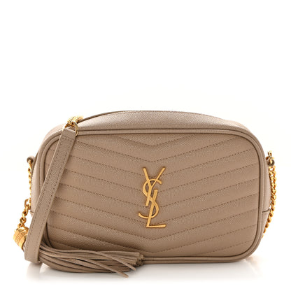 Saint Laurent Grain De Poudre Matelasse Monogram Mini Lou Camera Bag Dark Beige 1 of 12