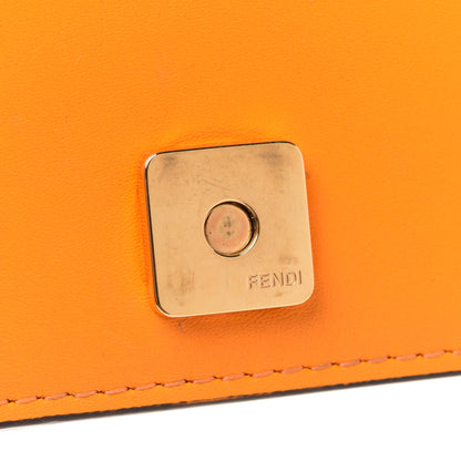 Fendi Vitello King Tamponato Logo Embossed Medium Wallet On Chain Clementine 7 of 9