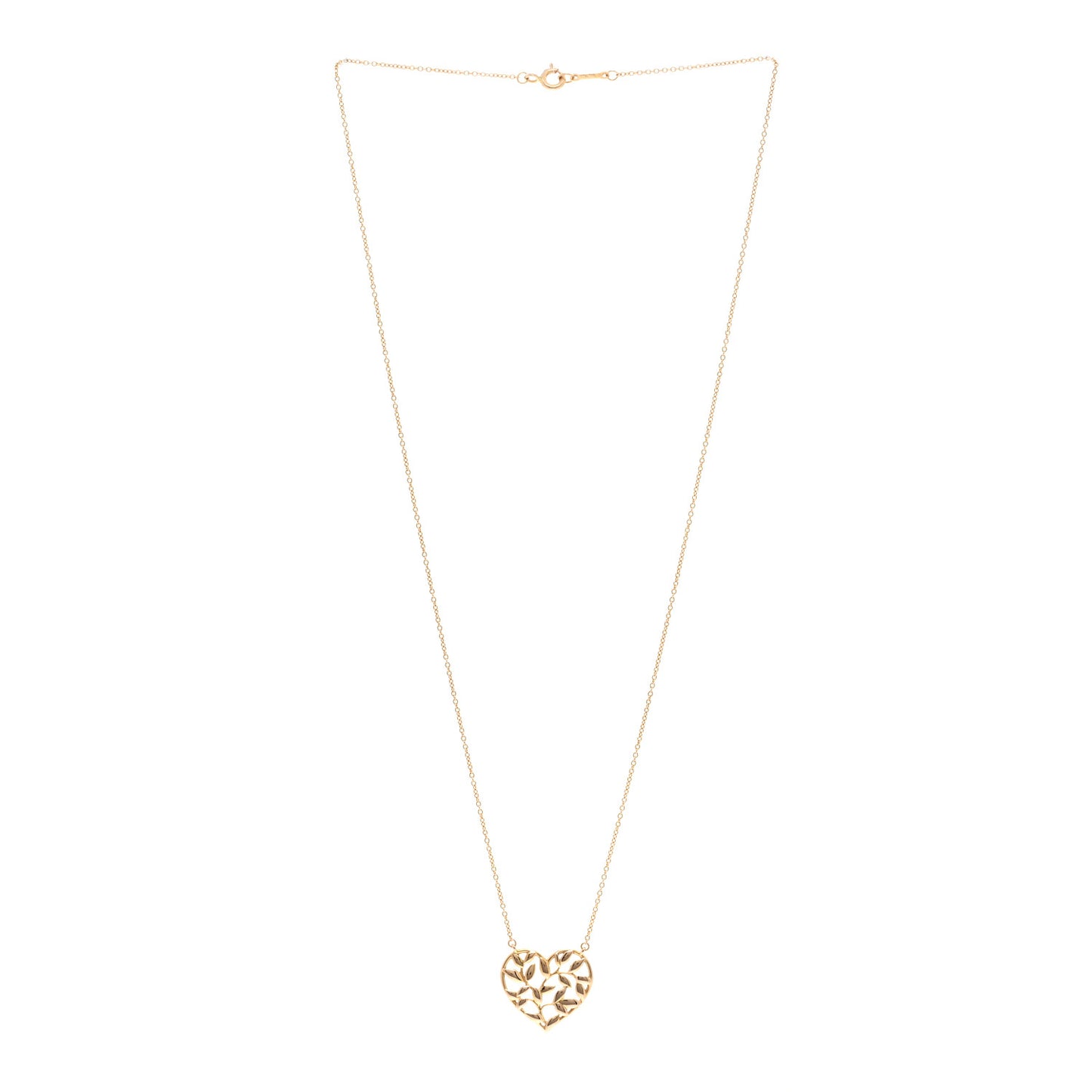 18K Rose Gold Paloma Picasso Olive Leaf Heart Pendant Necklace