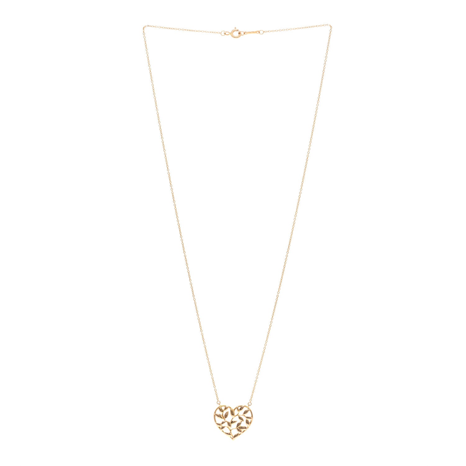 Tiffany 18K Rose Gold Paloma Picasso Olive Leaf Heart Pendant Necklace 3 of 4