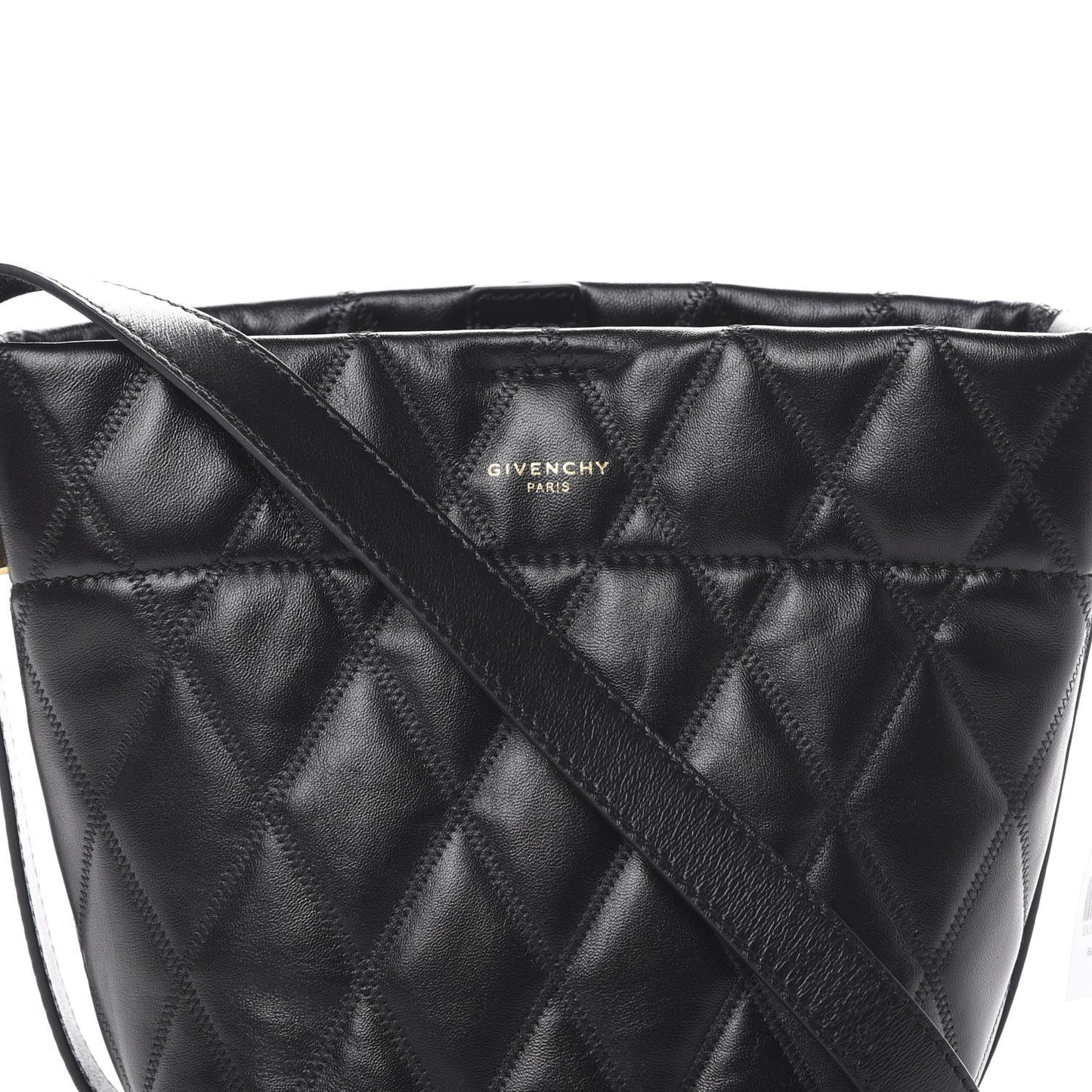 Lambskin Quilted Mini GV Bucket Bag Black