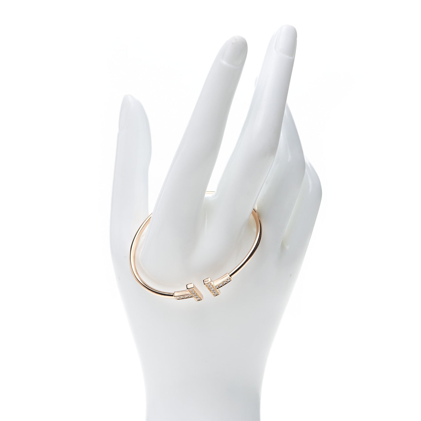 18K Yellow Gold Diamond T Wire Bracelet