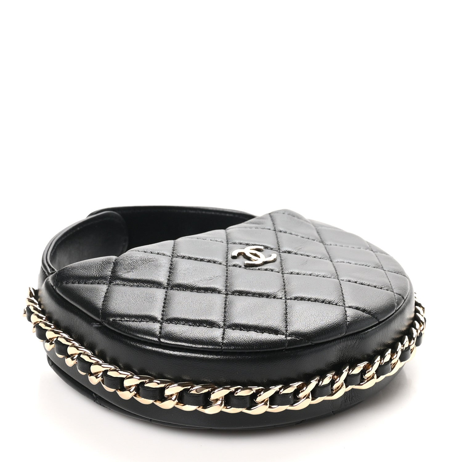 Chanel Lambskin Quilted Chain Around Pouch Black 4 of 10