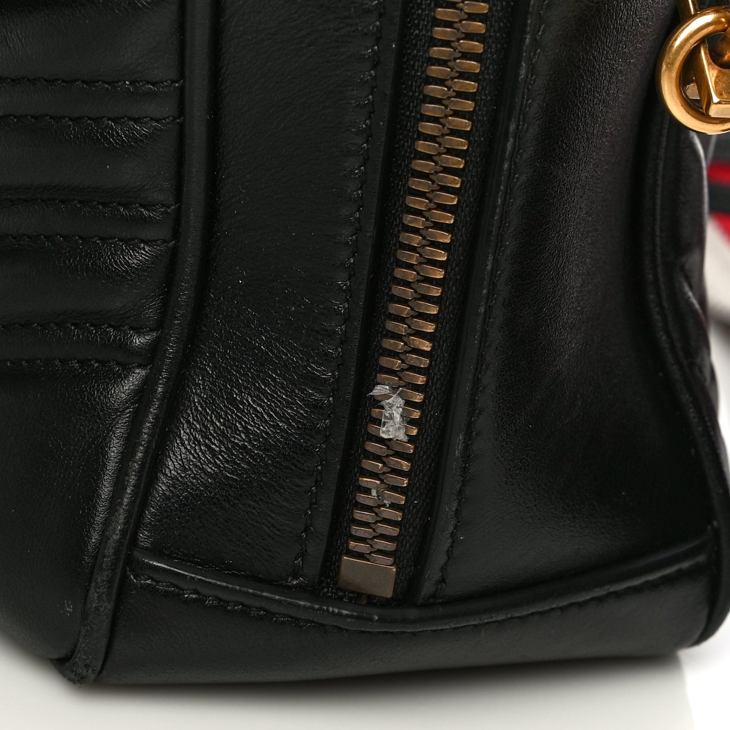 Calfskin Matelasse Sylvie Web Small GG Marmont Top Handle Shoulder Bag Black