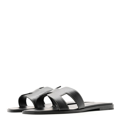 Hermes Box Calfskin Oran Sandals 40 Black 8 of 20