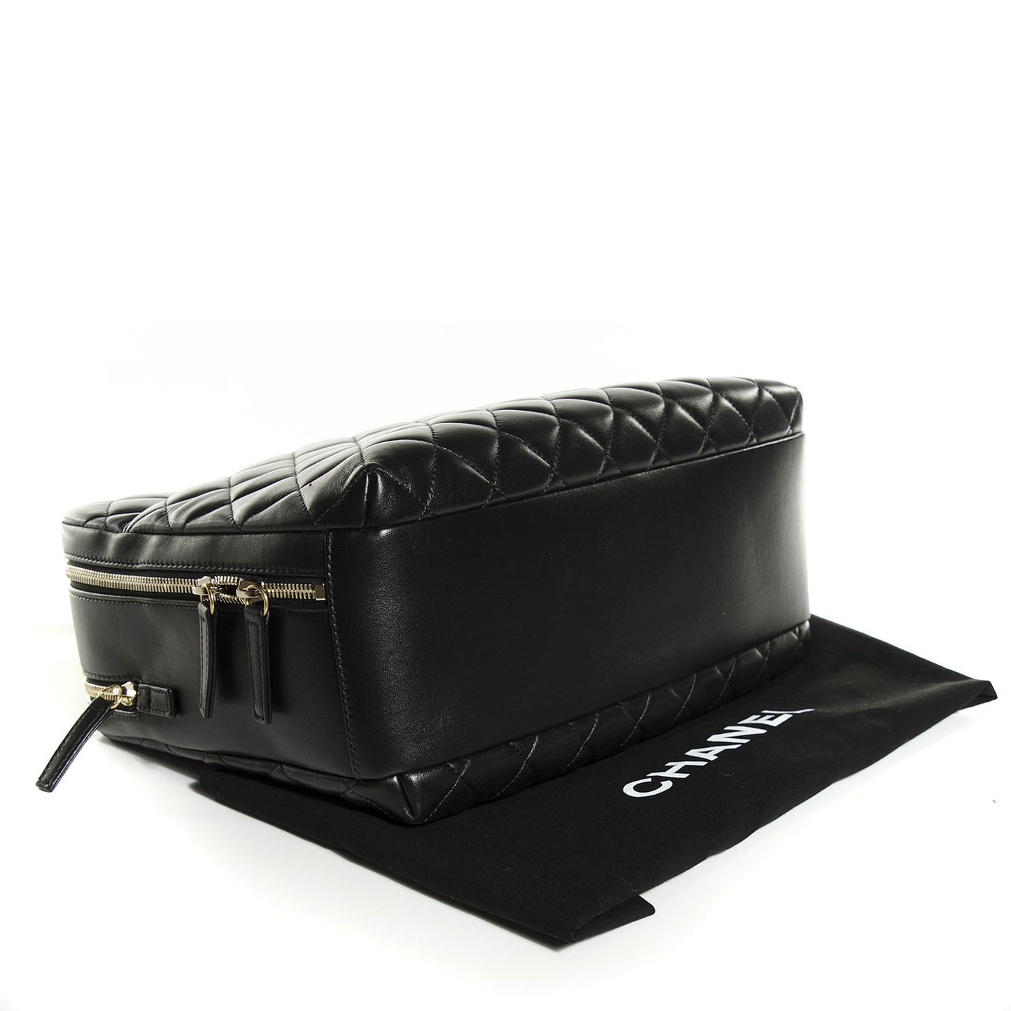 Lambskin Quilted Trendy CC Bowling Bag Black