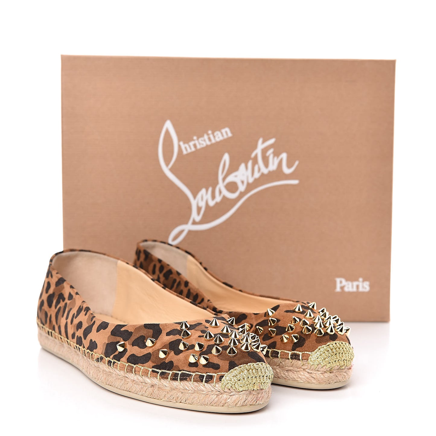 Veau Velours Leopard Aliochette Espadrilles 39 Caramel