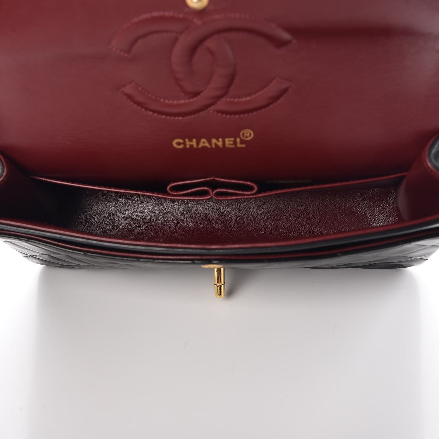 Lambskin Quilted Medium Double Flap Black