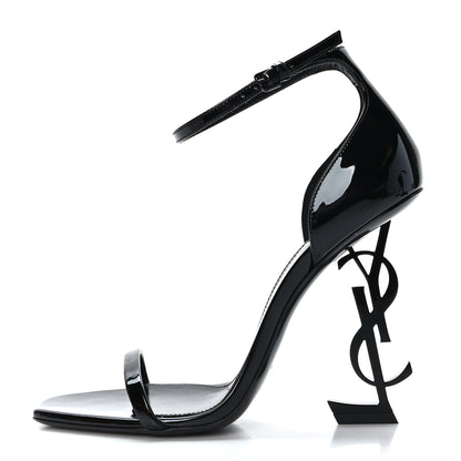 Saint Laurent Patent Calfskin Opyum 110 Sandals 37.5 Black 1 of 7