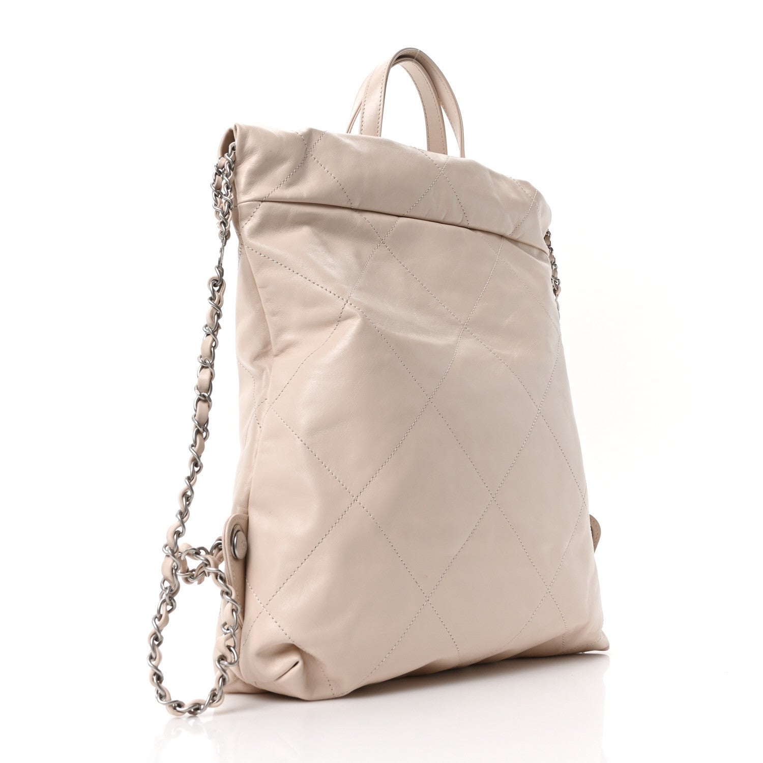 Chanel Shiny Calfskin Quilted Chanel 22 Backpack Beige 3 of 10