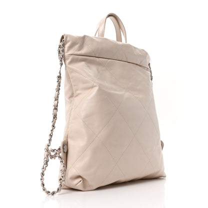 Chanel Shiny Calfskin Quilted Chanel 22 Backpack Beige 3 of 10
