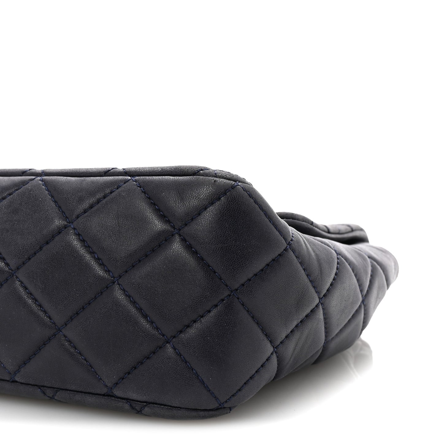 Lambskin Quilted Jumbo Single Flap Navy