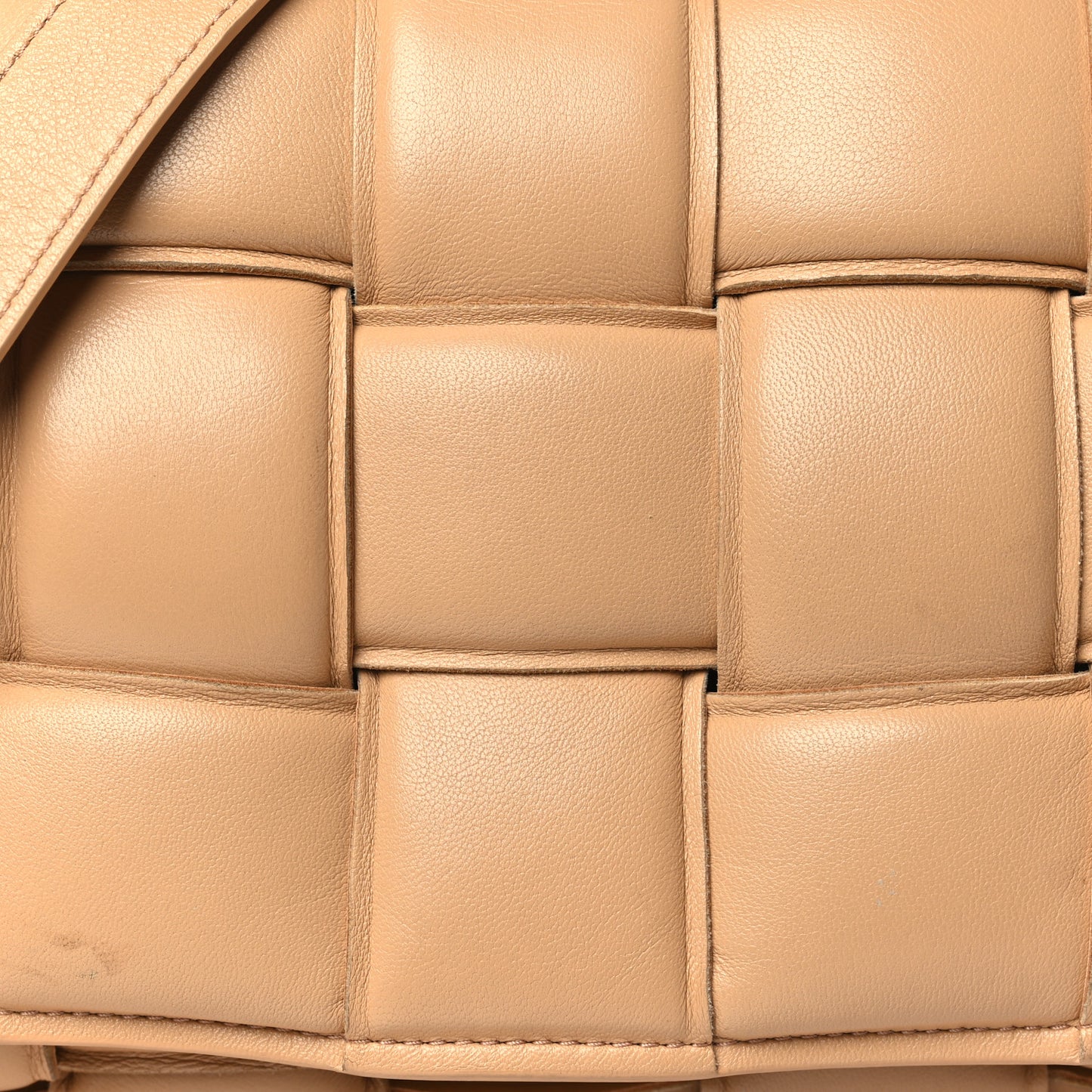 Nappa Maxi Intrecciato Padded Cassette Crossbody Bag Almond