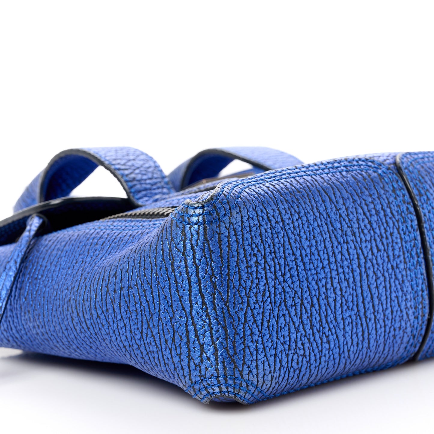 Metallic Textured Calfskin Mini Pashli Satchel Electric Blue