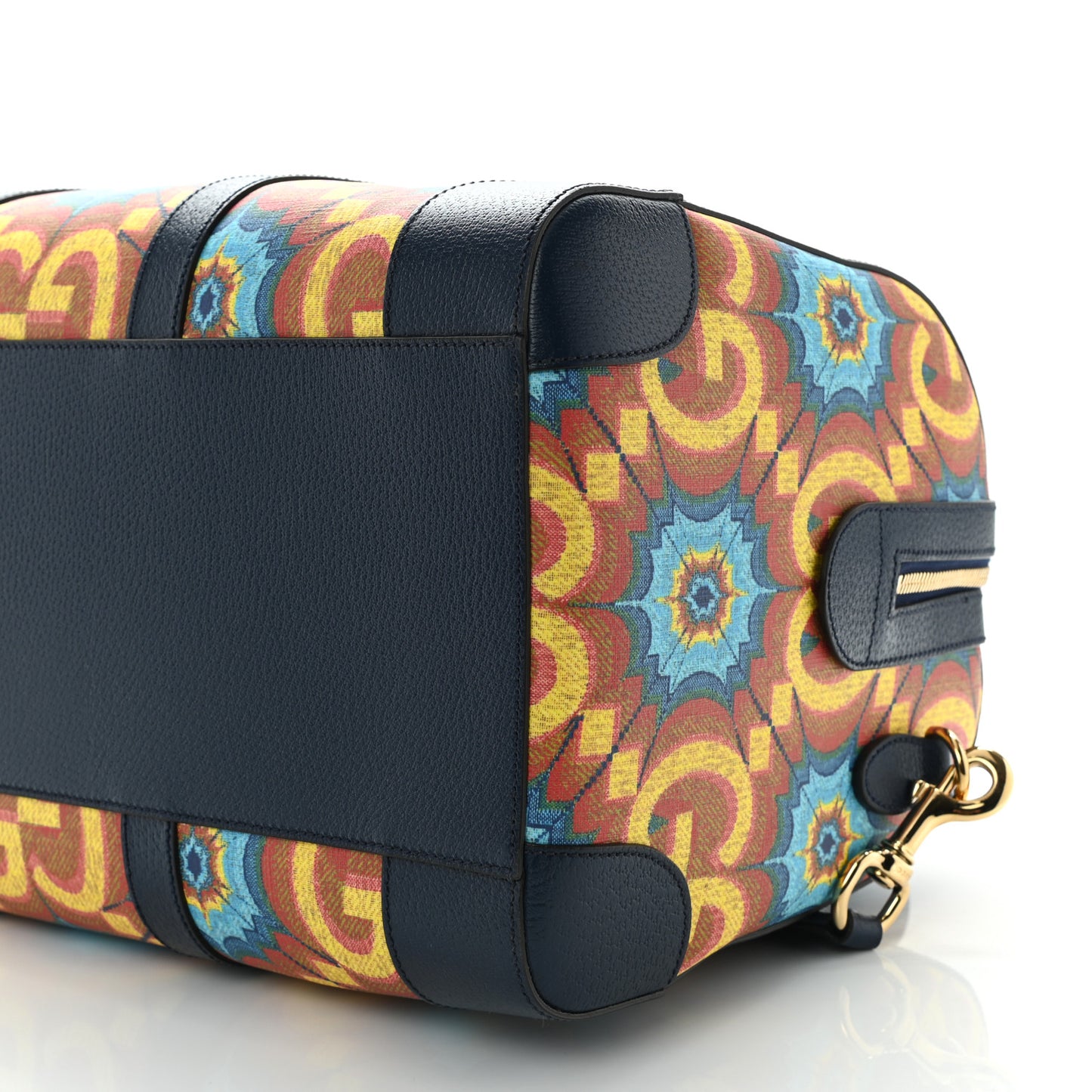 GG Supreme Kaleidoscope Calfskin Script Logo Gucci 100 Carry-On Duffle Bag Blue Orange Multicolor Blue Agata