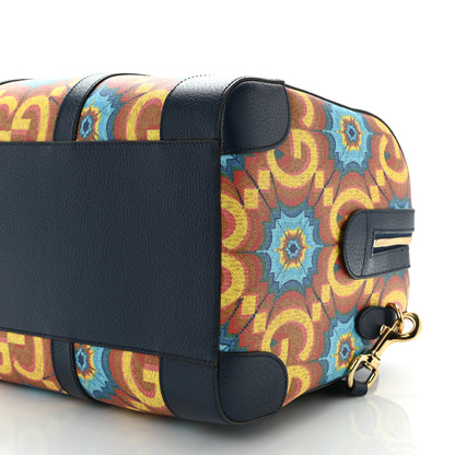 Gucci GG Supreme Kaleidoscope Calfskin Script Logo Gucci 100 Carry-On Duffle Bag Blue Orange Multicolor Blue Agata 8 of 8