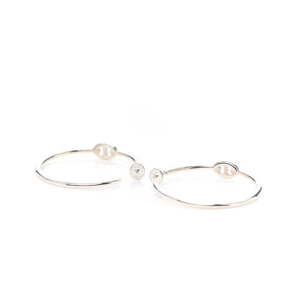 Hermes Sterling Silver GM Chain d'Ancre Enchainee Hoop Earrings 3 of 5