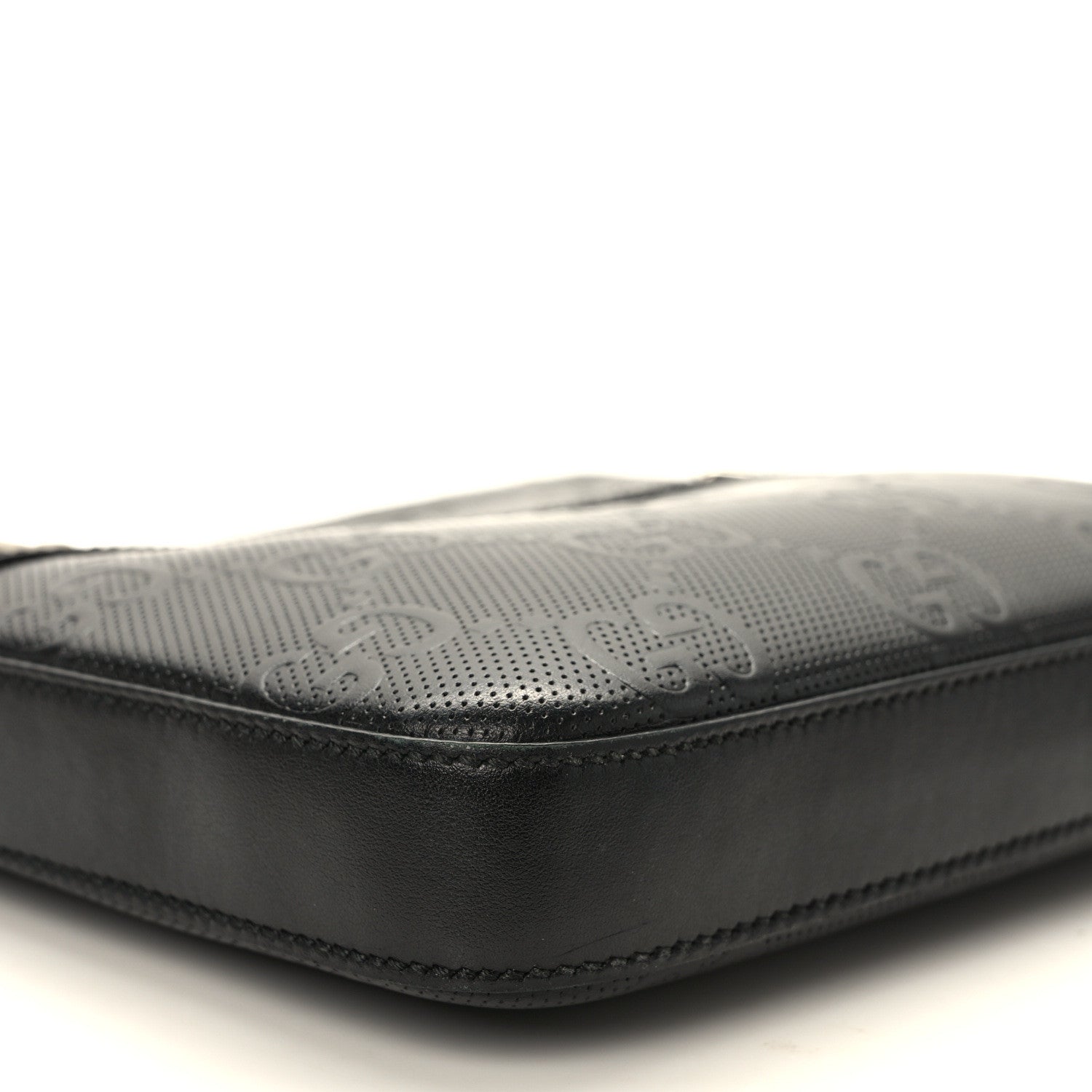 Gucci Calfskin GG Tennis Embossed Small Flat Messenger Bag Black 7 of 10