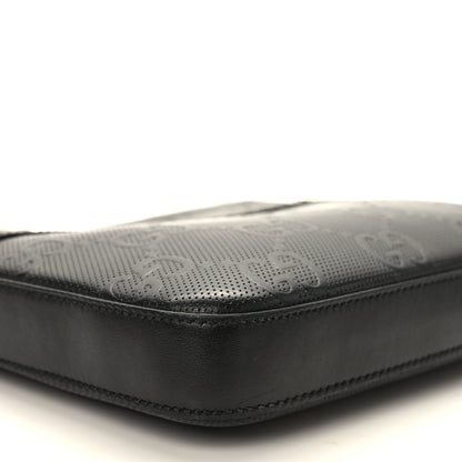Gucci Calfskin GG Tennis Embossed Small Flat Messenger Bag Black 7 of 10