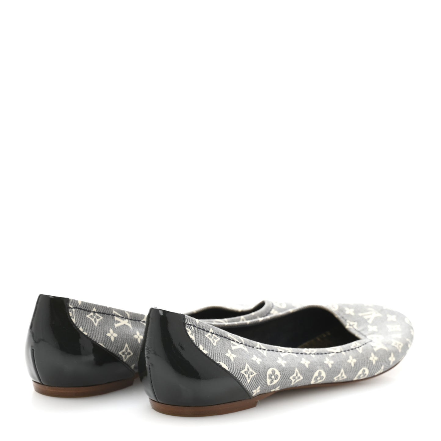 Canvas Patent Monogram Ballerina Flats 39.5 Grey