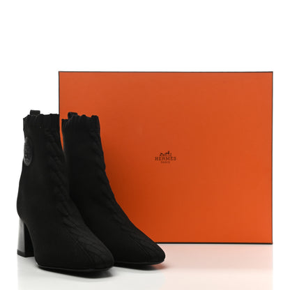 Hermes Knit Calfskin Volver Ankle Boots 37.5 Black 8 of 8