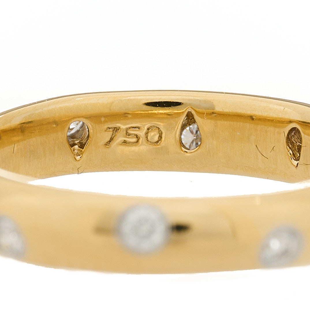18K Yellow Gold Platinum Diamond 4mm Etoile Band Ring 55 7.25