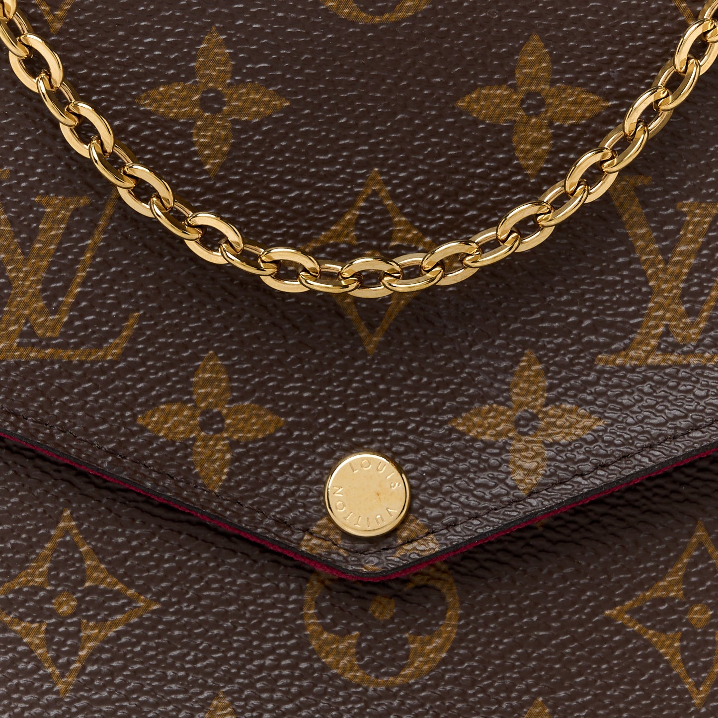 Monogram Pochette Felicie Chain Wallet Fuchsia