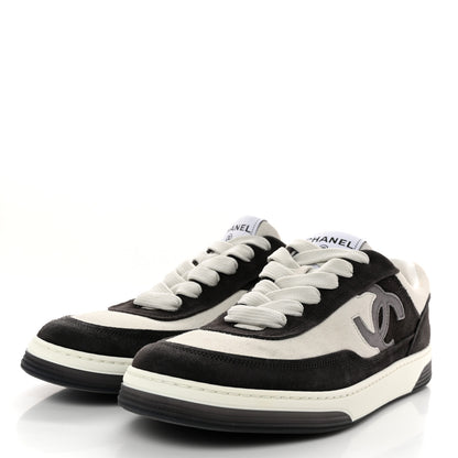 Chanel Suede Kidskin Womens CC Sneakers 40 Black White 3 of 9