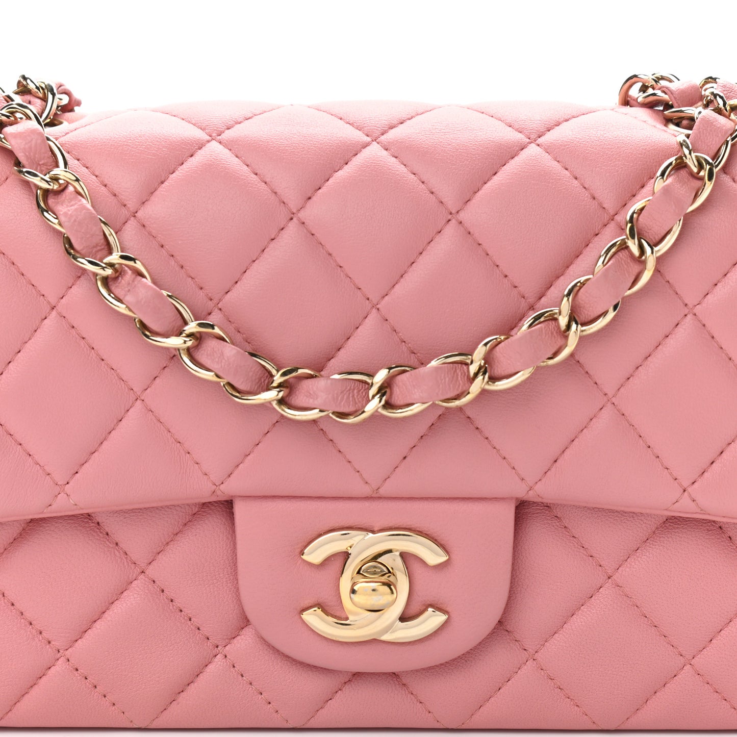 Lambskin Quilted Mini Rectangular Flap Pink