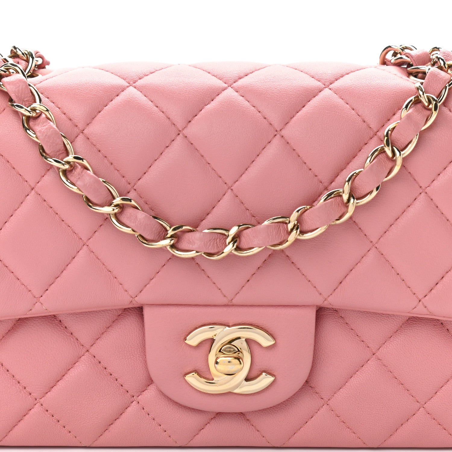 Chanel Lambskin Quilted Mini Rectangular Flap Pink 11 of 12