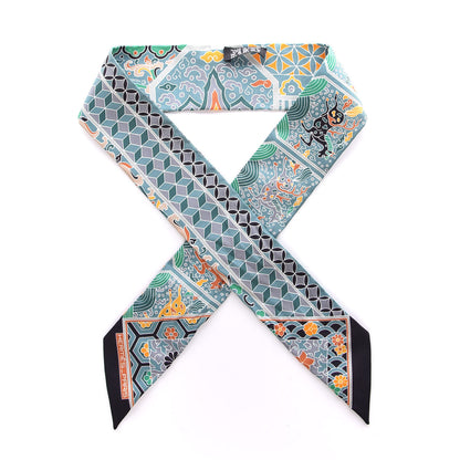 Hermes Silk Collections Imperiales Twilly Black Bouton D'or Vert 1 of 5