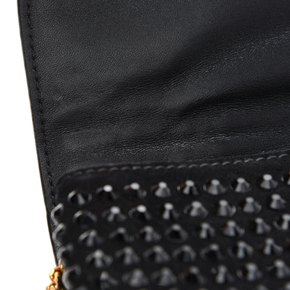 Versace Suede Studded Virtus Chain Clutch Black 7 of 9