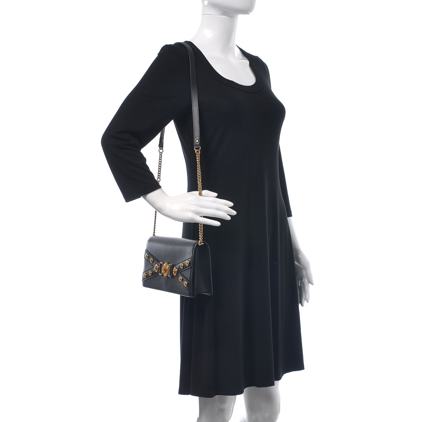 Calfskin Medallion Tribute Crossbody Black