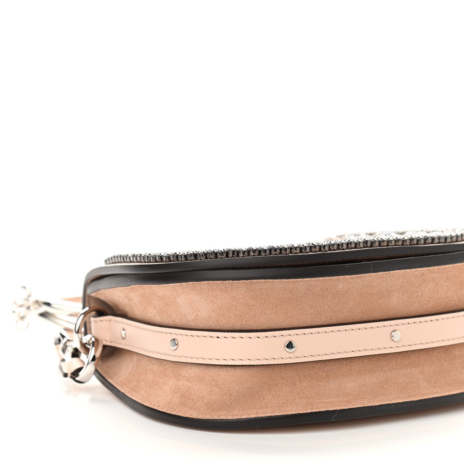 Chloe Calfskin Crystal Embellished Small Nile Bracelet Bag Cement Pink 7 of 8
