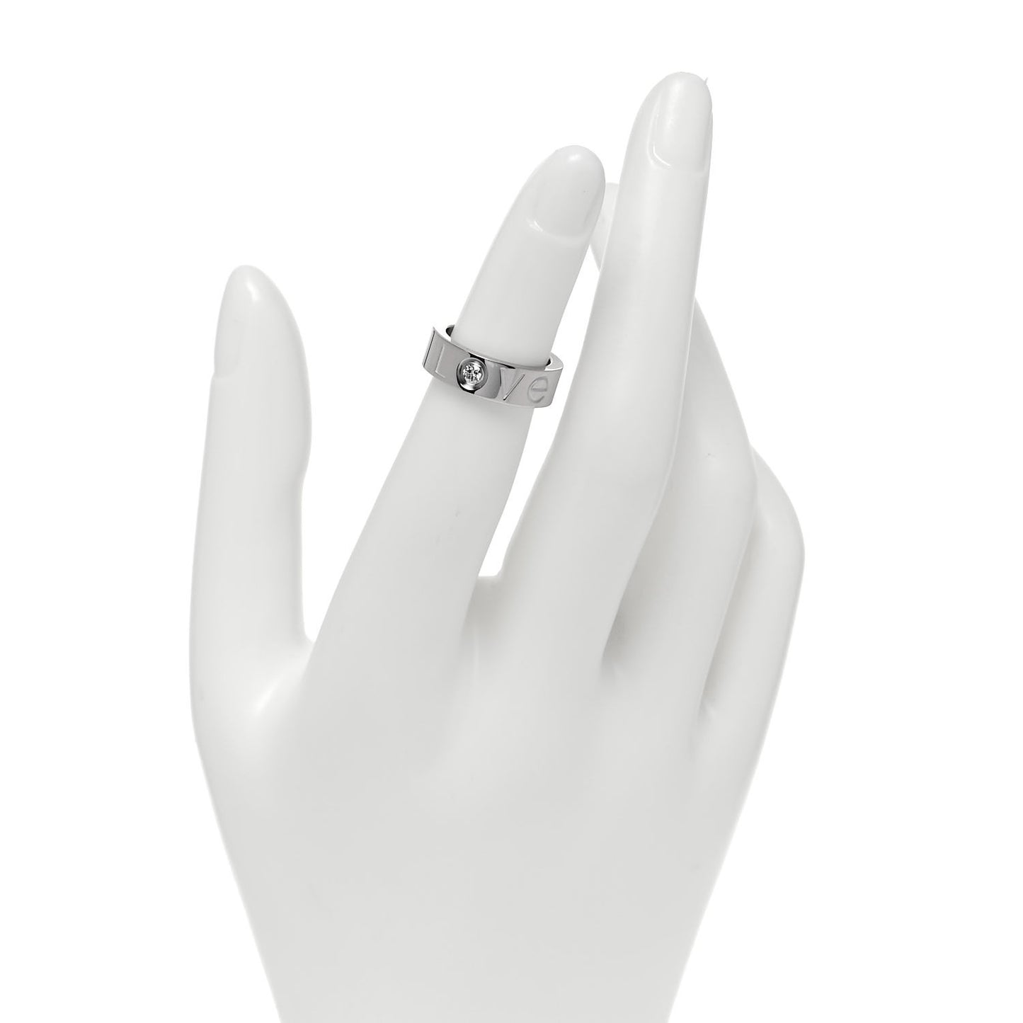 18K White Gold Diamond 5.5mm Christmas LOVE Ring 46 3.75