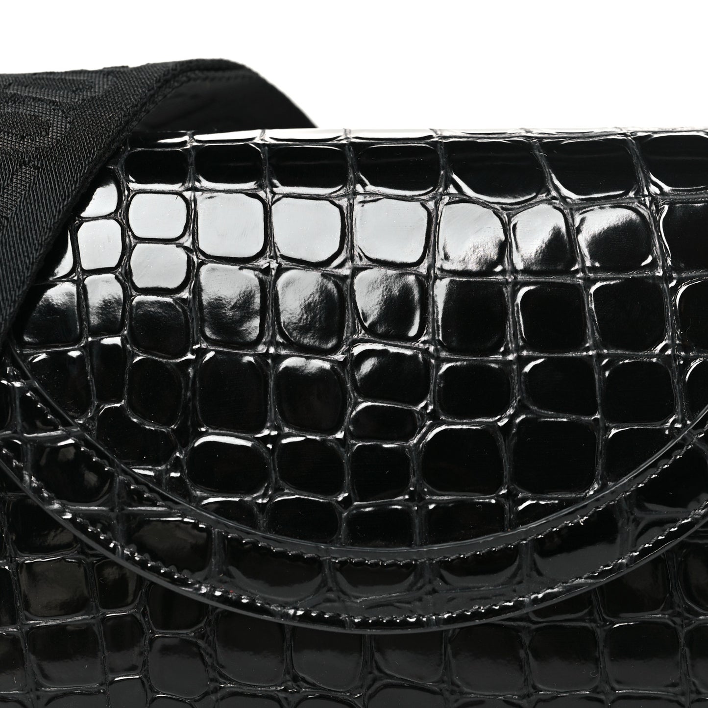 Calfskin Embossed Crocodile Loubi54 Explorafunk Crossbody Bag Black