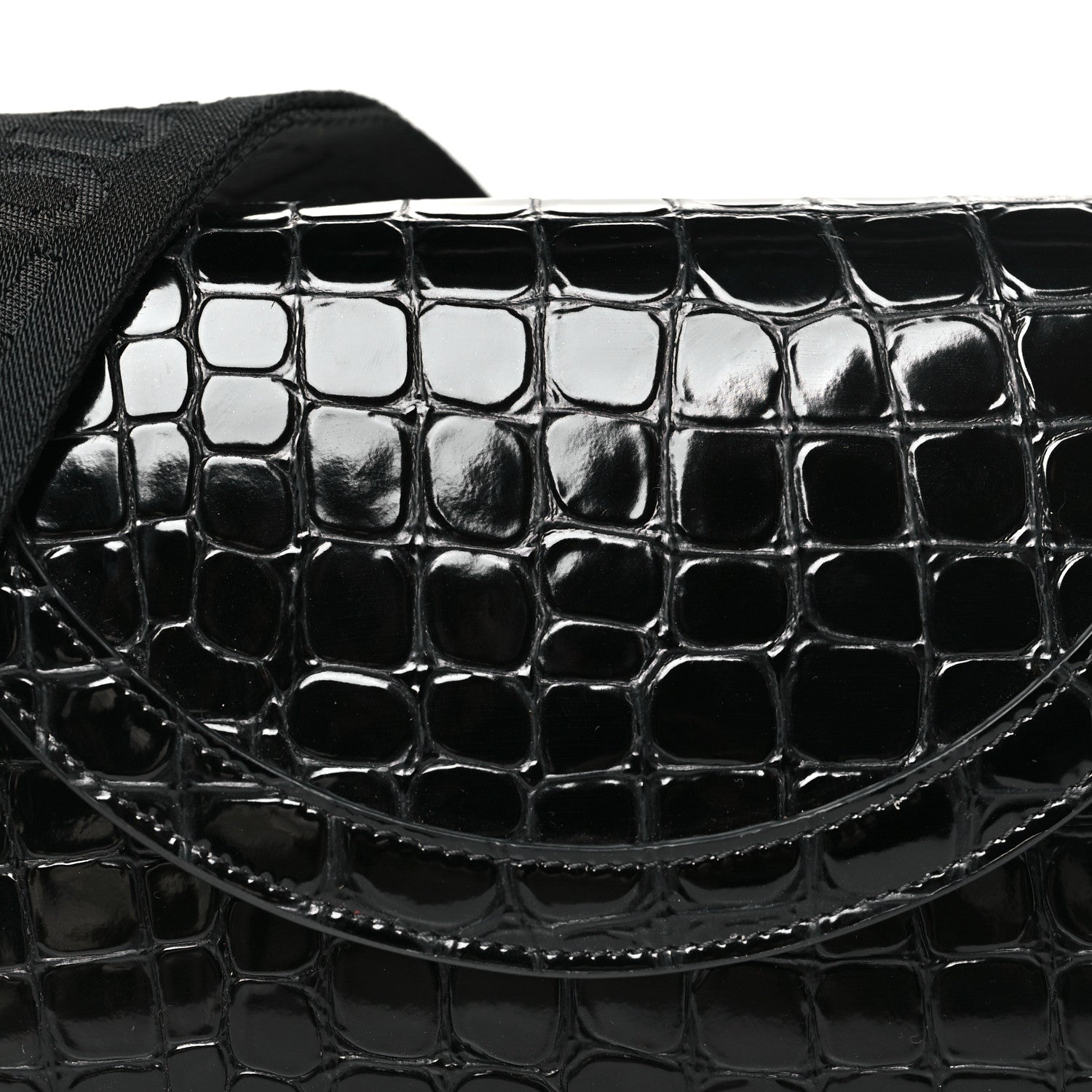 Christian Louboutin Calfskin Embossed Crocodile Loubi54 Explorafunk Crossbody Bag Black 7 of 9