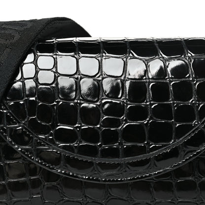 Christian Louboutin Calfskin Embossed Crocodile Loubi54 Explorafunk Crossbody Bag Black 7 of 9