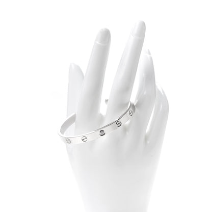 Cartier 18K White Gold 1 Diamond LOVE Cuff Bracelet 17 2 of 4
