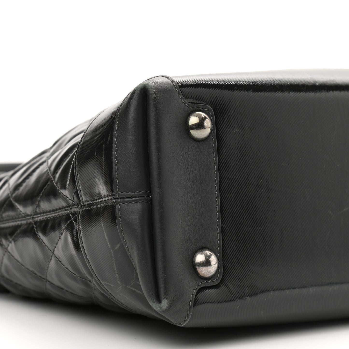 Calfskin Coated Canvas Quilted Tote Black