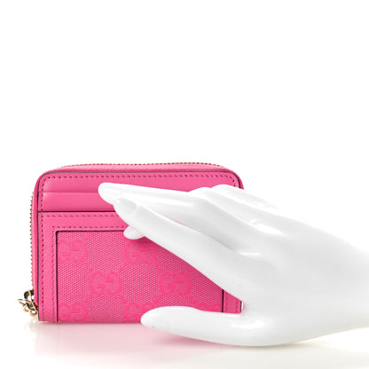 Gucci GG Monogram Scratch Lux Calfskin Luce Mini Card Case Wallet Blossom Rose Dark Blossom 2 of 9