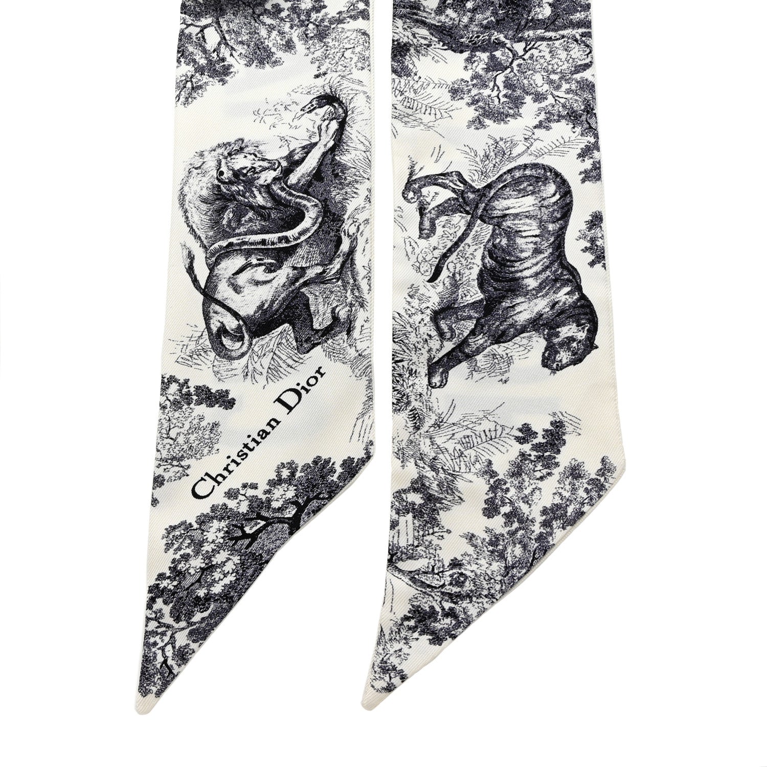 Christian Dior Silk Toile De Jouy Mitzah Scarf White 2 of 5