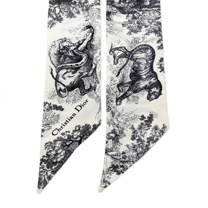 Christian Dior Silk Toile De Jouy Mitzah Scarf White 2 of 5