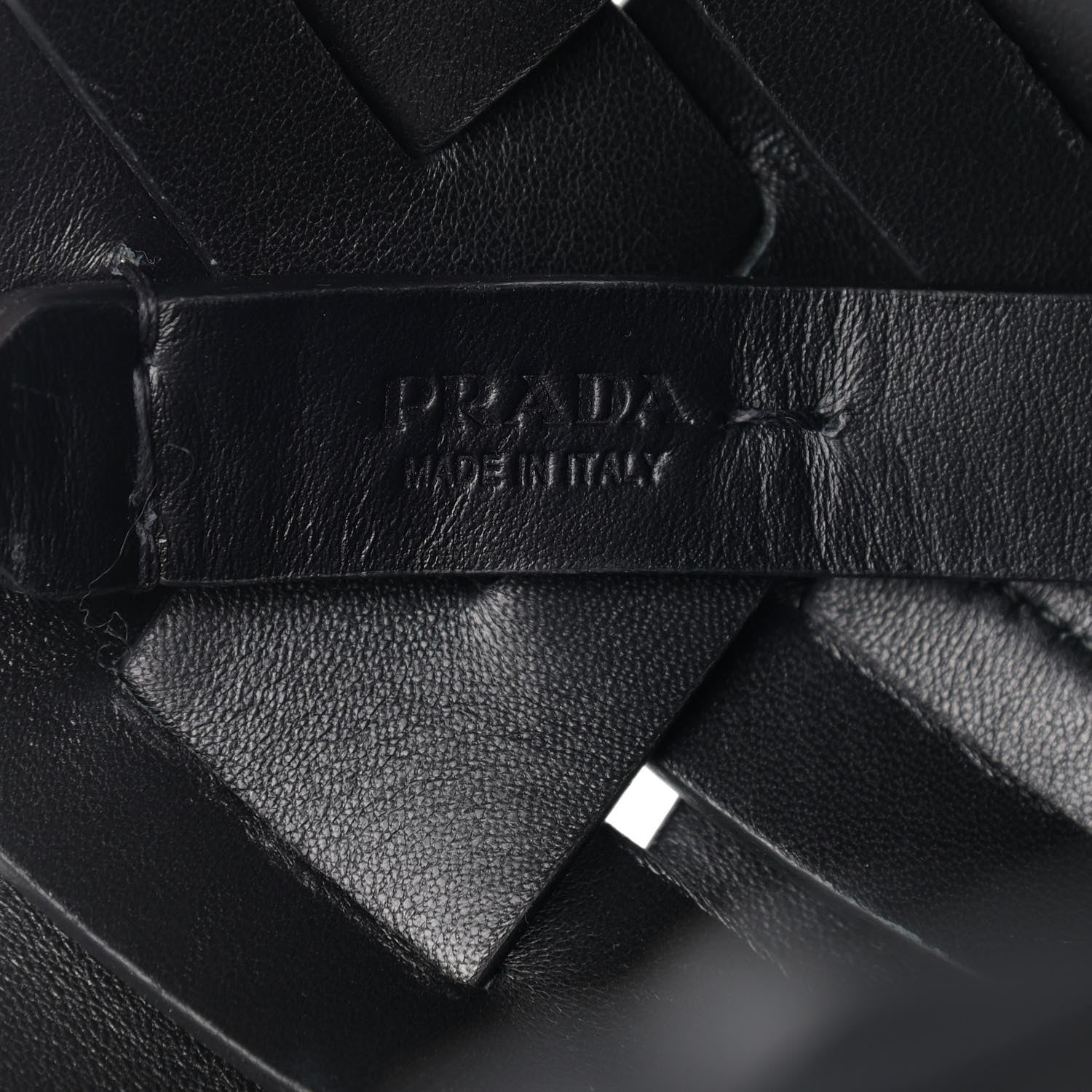 Prada Vitello Intreccio Bucket Bag Black 7 of 10