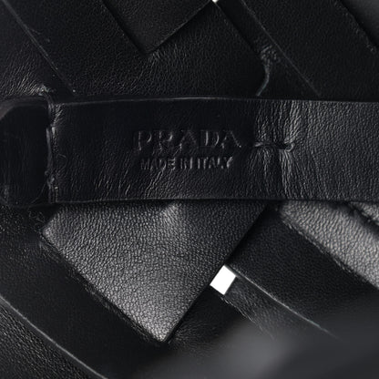 Prada Vitello Intreccio Bucket Bag Black 7 of 10